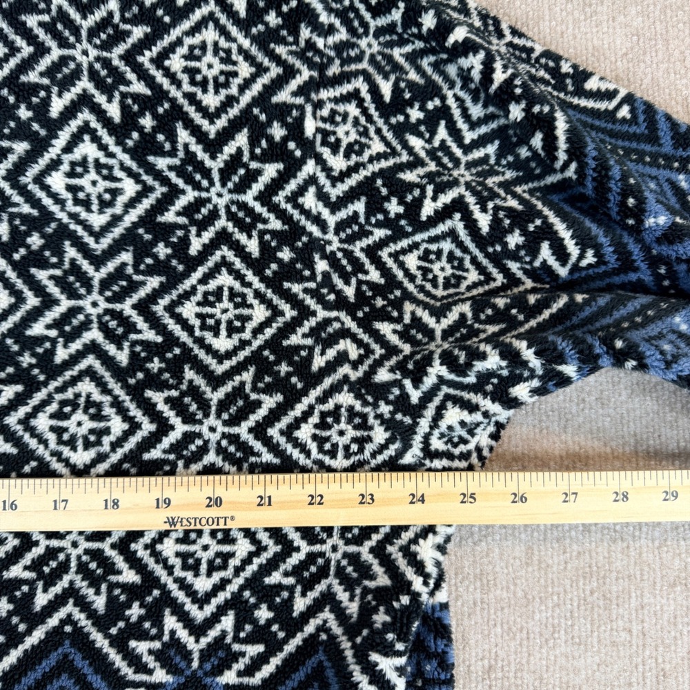 BRITCHES Fair Isle Fleece Zip Up Jacket Black White Blue XL Made in USA Aztec - Picture 6 of 11